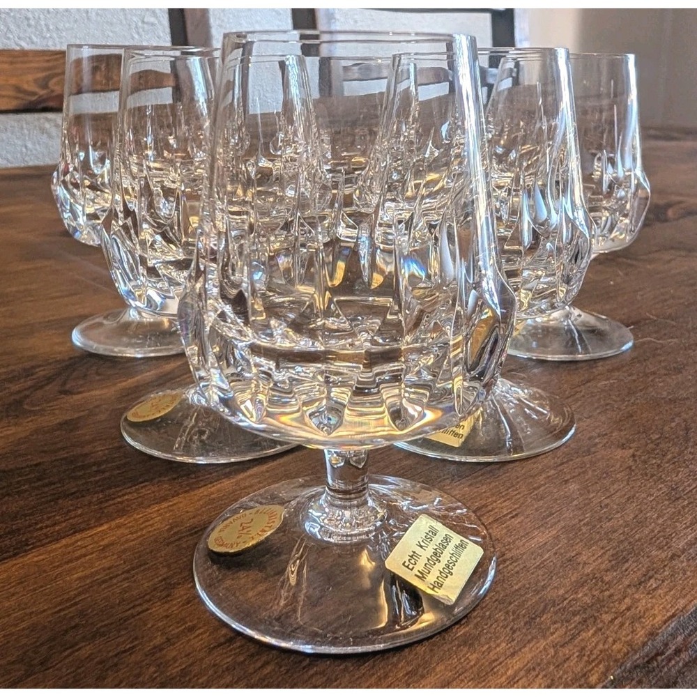 Vintage Bavaria Germany 24% Lead Crystal Mini Brandy Snifters Cordial Set of 6